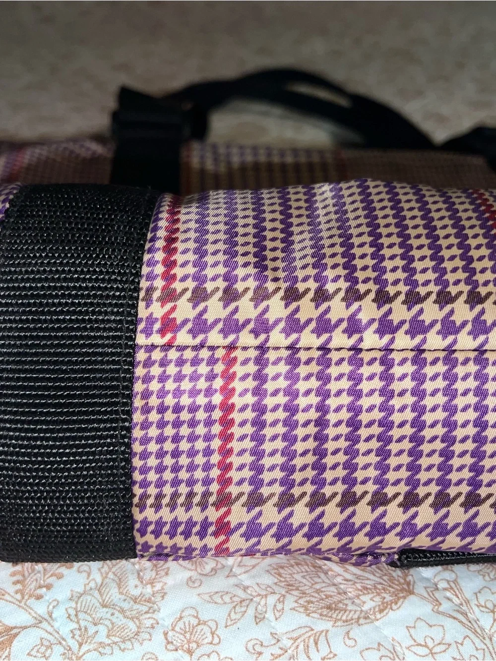 Lauren Ralph Lauren Nylon Purple Houndstooth pattern. Purple Brown Red